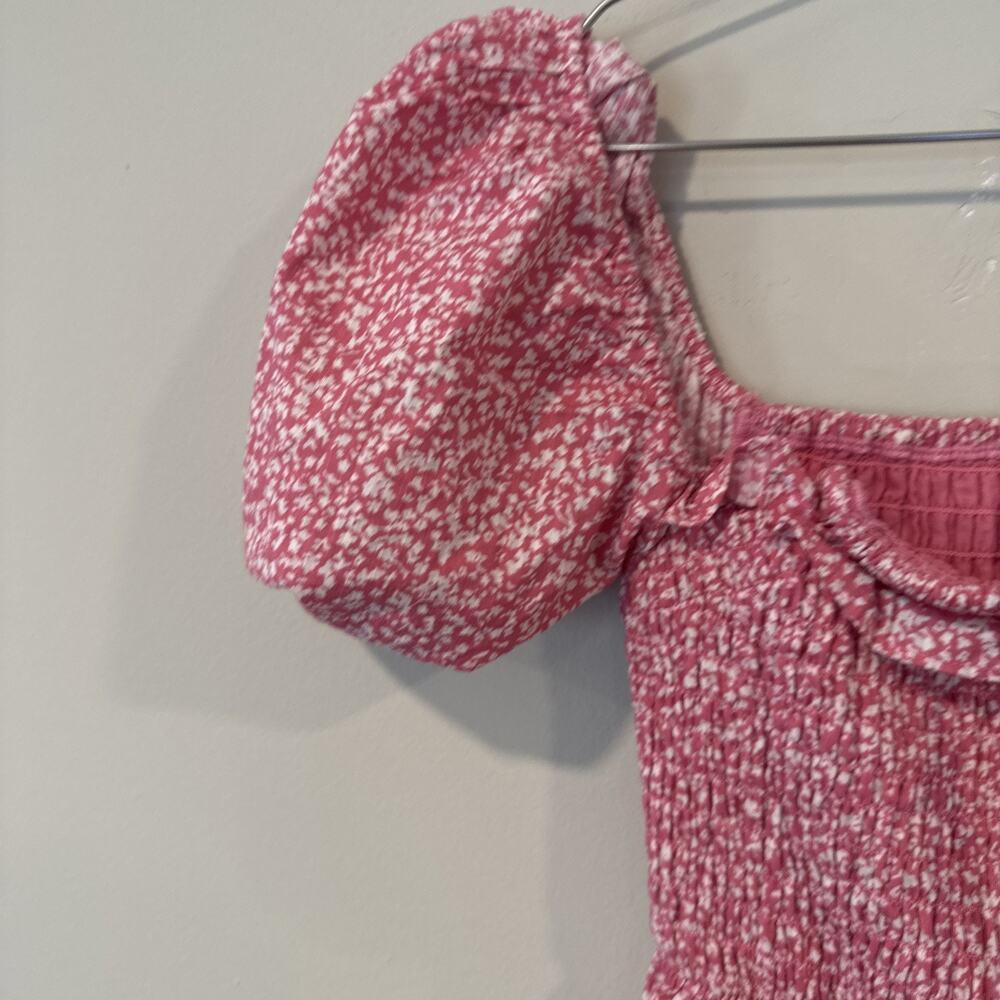 Abercrombie & Fitch Pink Ditsy Floral Smocked Puff Sleeve Mini Dress XXS 2818 - Picture 5 of 10